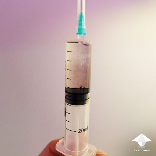 Spore solution in syringe