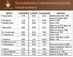 Psilometric scale of psilocybe mushrooms