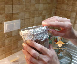 Cover lid of each jar with foil